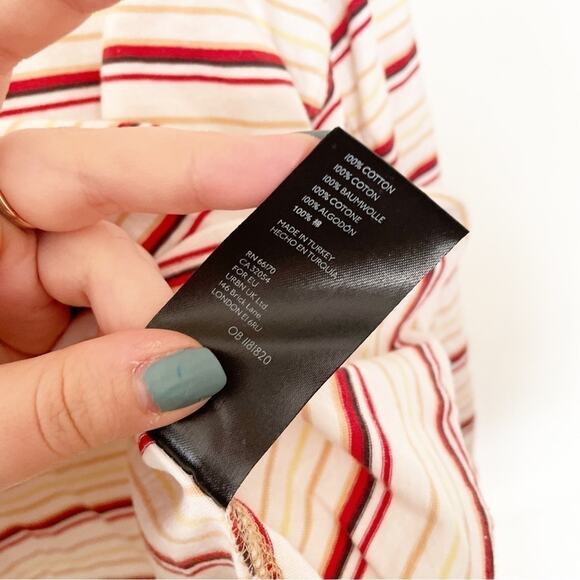 BDG Urban Outfitters Red White Multi Stripe Long Sleeve Crop Top Size Medium - Picture 8 of 8